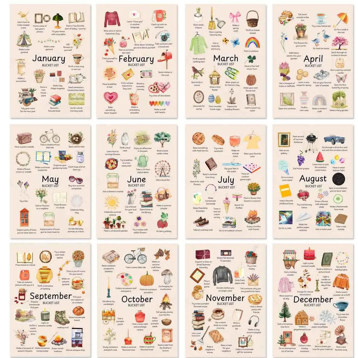 ✨2026 Bucket List Spiral Calendar: Slow Down & Savor the Seasons📅